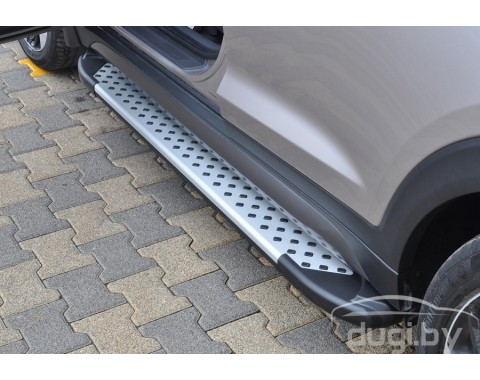 Пороги алюминиевые "Artemis" для Qashqai (2007-2014).